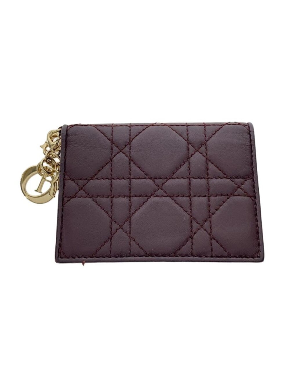 Christian Dior Card Case Wallet Leather Bordeaux